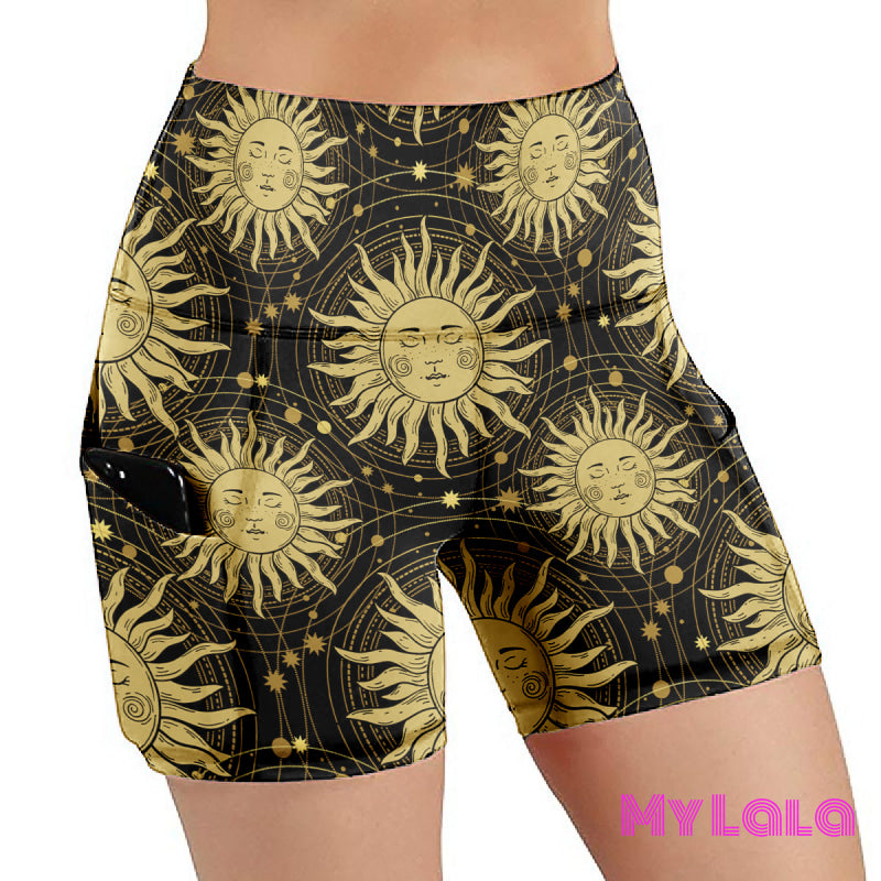 GOLDEN SUN (Extra Curvy 24-32) Pocketed Shorts - My Lala Leggings