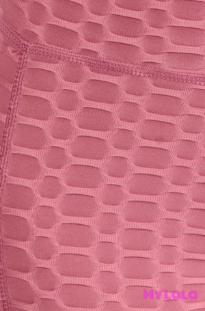 Capri - Pocketed Honeycomb Textured Booty Lift (Mauve) - My Lala Leggings