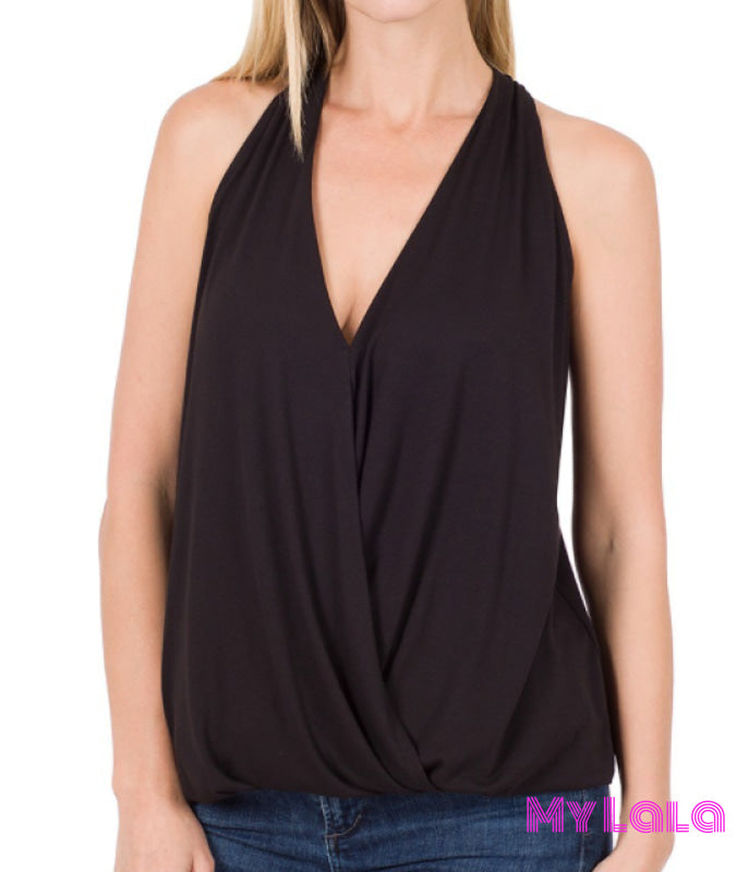 1 8067 Crepe Halter Top (Black)