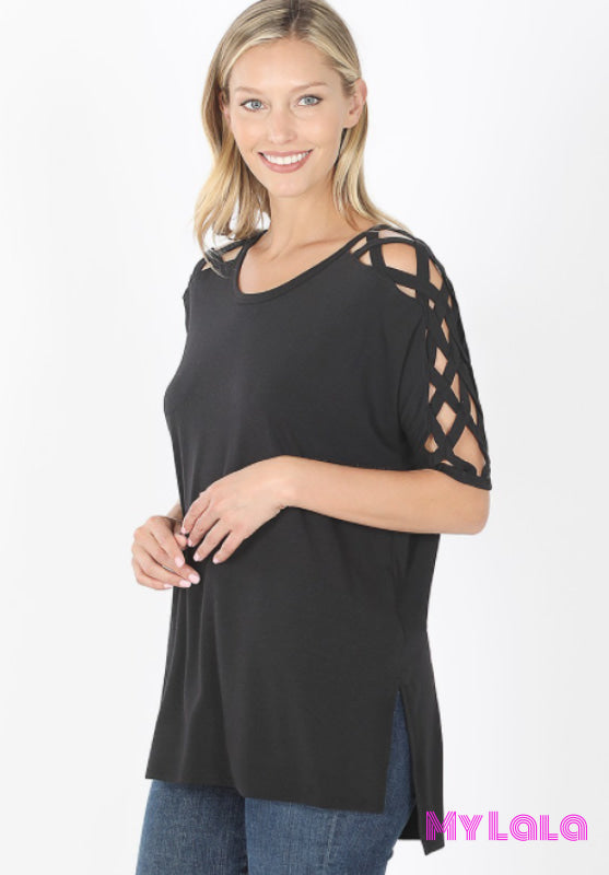 Criss-Cross Shoulder (Black) - My Lala Leggings