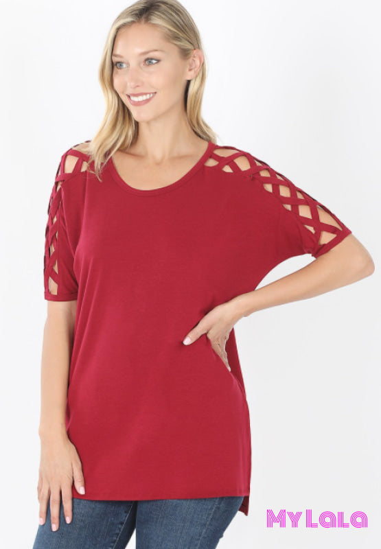 Criss-Cross Shoulder (Cabernet) - My Lala Leggings