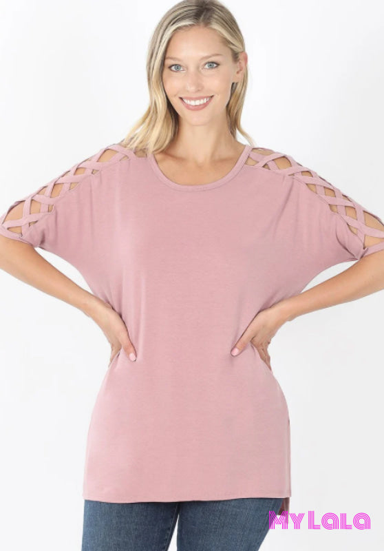 Criss-Cross Shoulder (Lt Rose) - My Lala Leggings