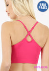 Cross Back Padded Seamless Bralette OS (Hot Pink) - My Lala Leggings