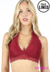 Curvy Halter Lace Bralette (Cabernet)