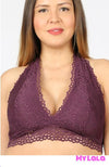 Curvy Halter Lace Bralette (Cabernet)