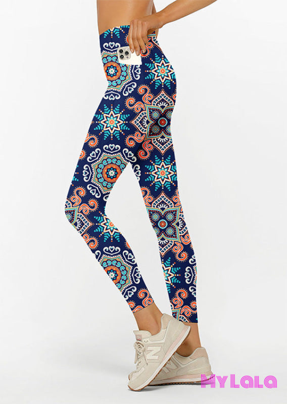 Curvy Pocketed Legging (Blue Mandala)