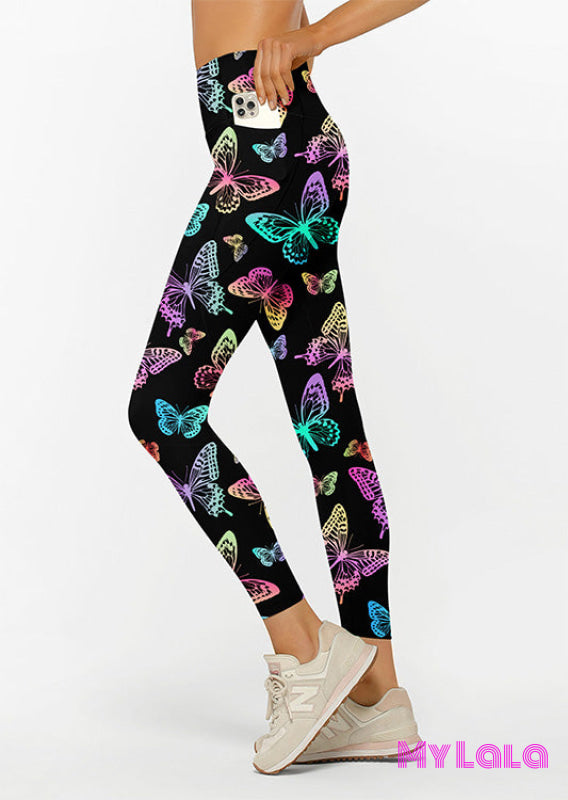 Curvy Pocketed Legging (Butterfly Bright)