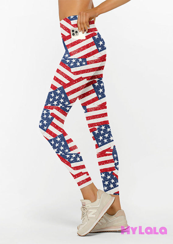 Curvy Pocketed Legging (Flags of Freedom)