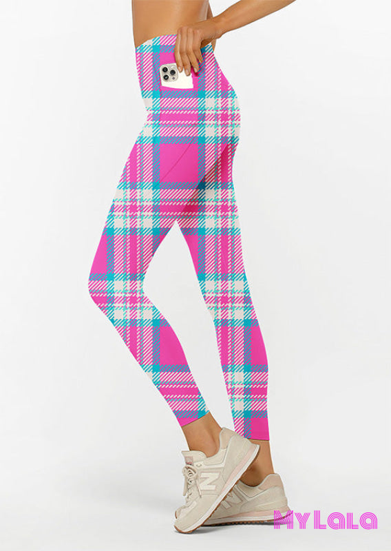 Curvy Pocketed Legging (Pink Flannel)