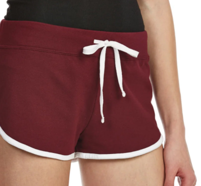 White Trim Shorts (Burgundy)