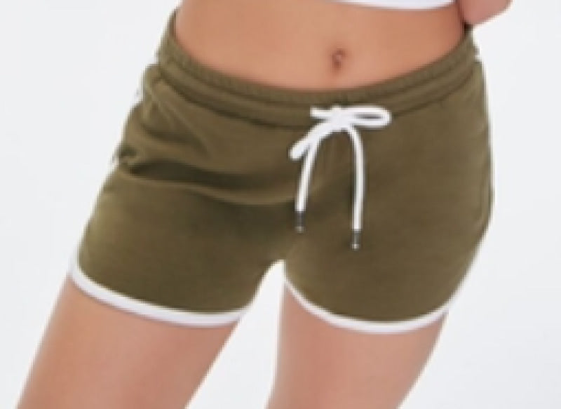 White Trim Shorts (Olive)