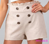 Double Button Paper Bag Shorts (Natural) - My Lala Leggings