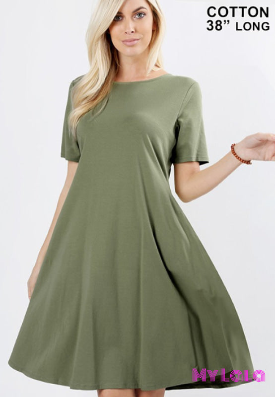 Dress Atlanta A-Line (Lt Olive) - My Lala Leggings