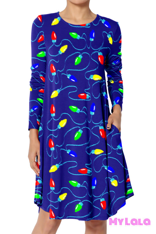 Dress - Curvy Lala Extra Long Sleeve (Blue Light)