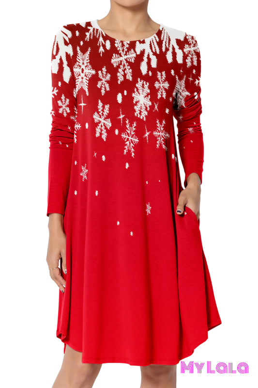 Dress - Lala Extra Long Sleeve (Red Snow)
