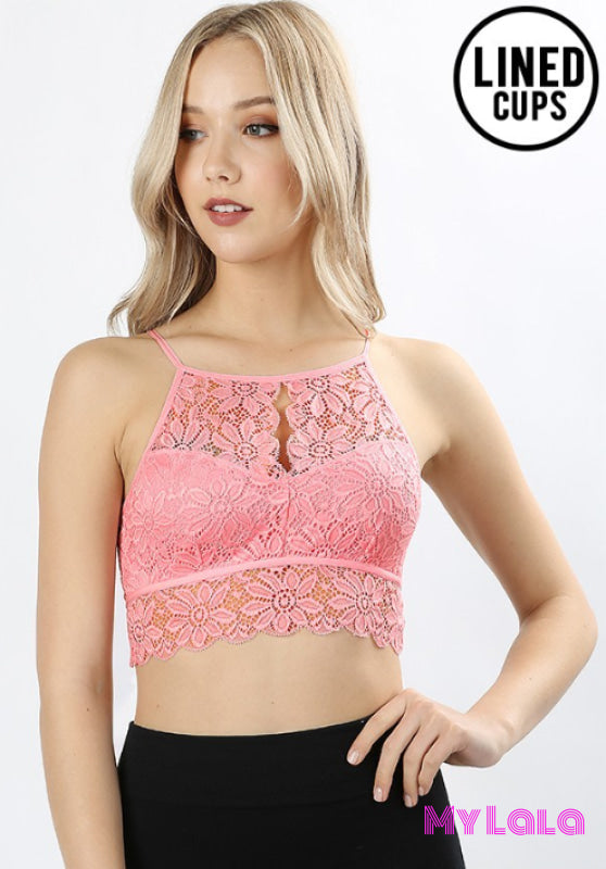 Keyhole High Neck Bralette (Rose Pink) - My Lala Leggings