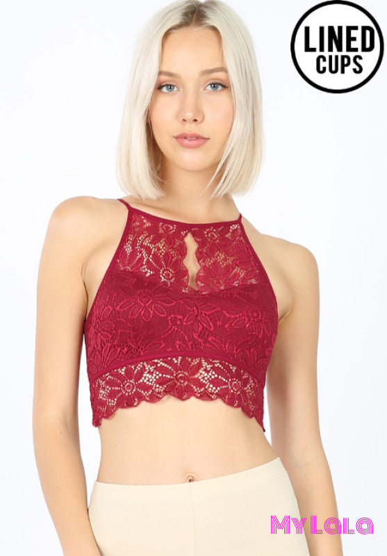 Keyhole High Neck Bralette (Wine) - My Lala Leggings