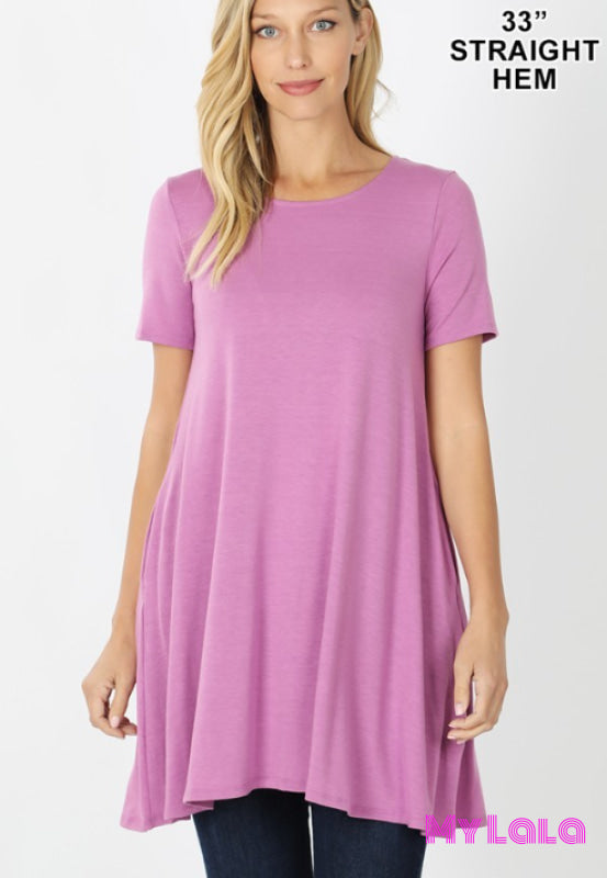 Lauren Longline Pocketed Tunic (Dk Mauve) - My Lala Leggings