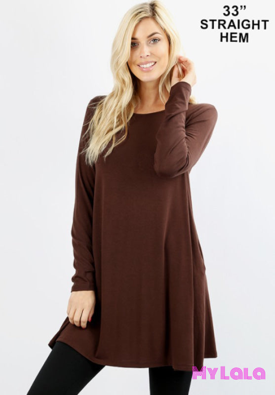 Lydia Long Sleeve Pocket Tunic (Americano) - My Lala Leggings