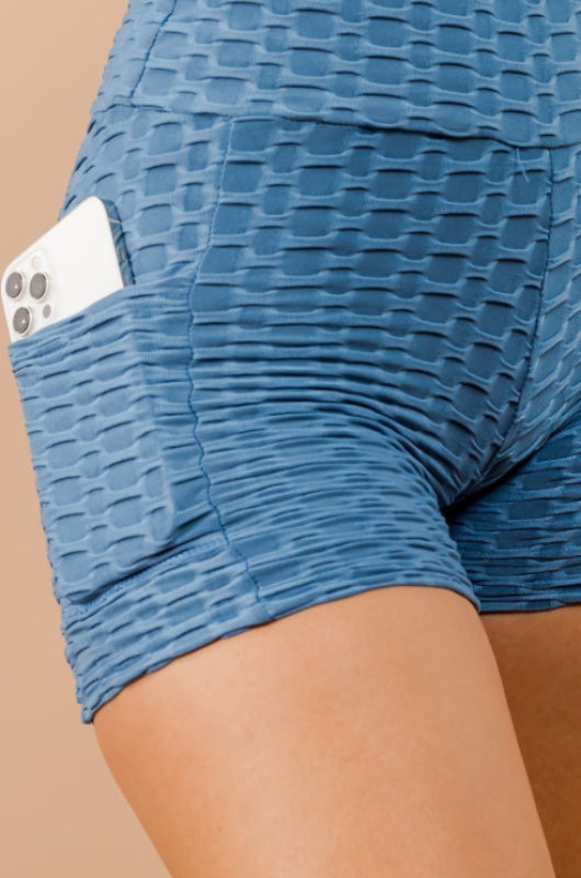 1 S803 Pocket Booty Lift Shorts (Sky Blue)