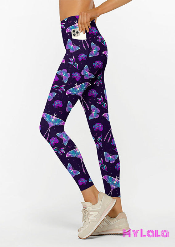 Pocketed Legging OS (Butterfly Roses)