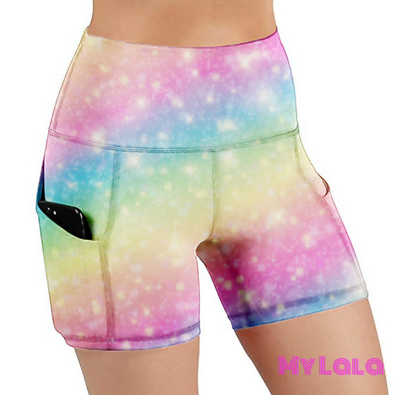 SHIMMER RAINBOW (OS) Pocketed Shorts - My Lala Leggings