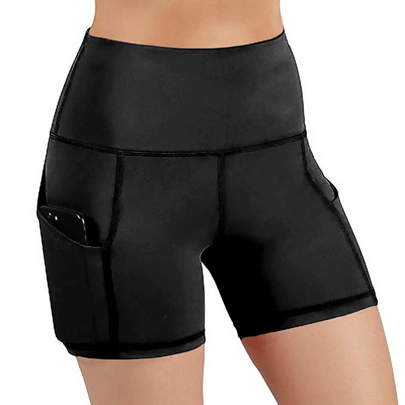 SOLID BLACK (Curvy) Pocketed Shorts - My Lala Leggings