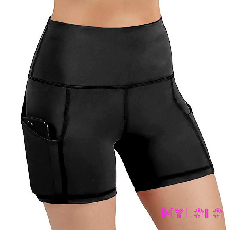 SOLID BLACK (Extra Curvy 20-26) Pocketed Shorts - My Lala Leggings