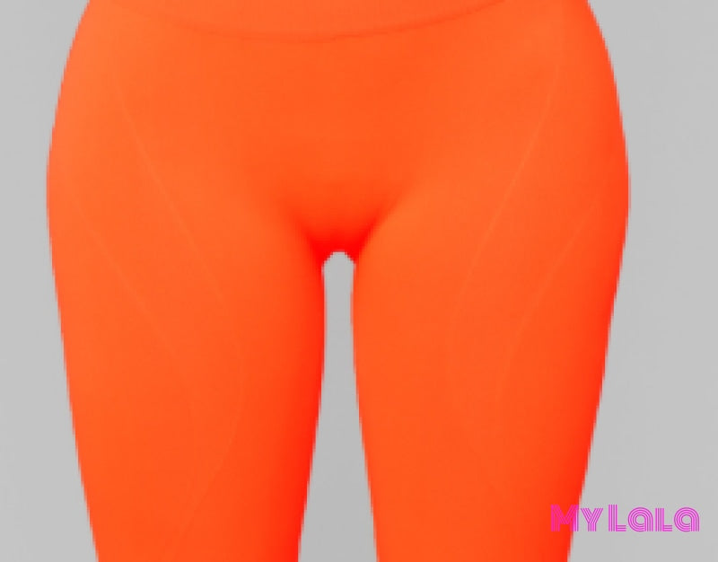 Solid Neon Orange Bike Shorts - My Lala Leggings