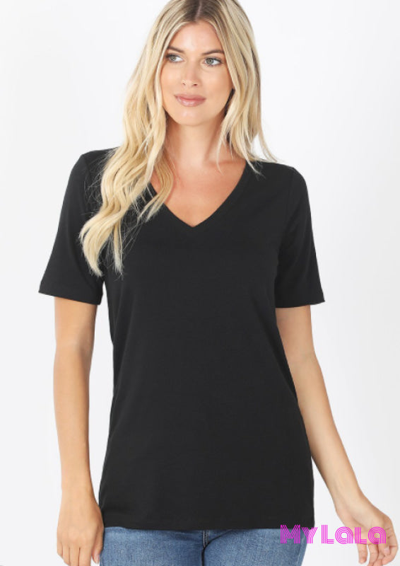 1 2109 Vanessa V Neck (Black) - My Lala Leggings