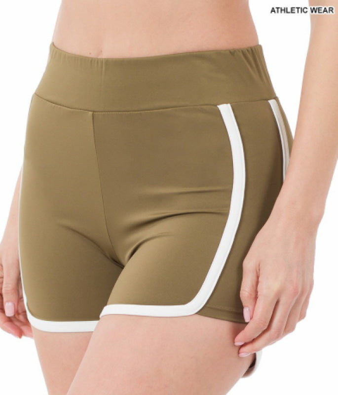 1 6019 White Trim Shorts (Dusty Olive)