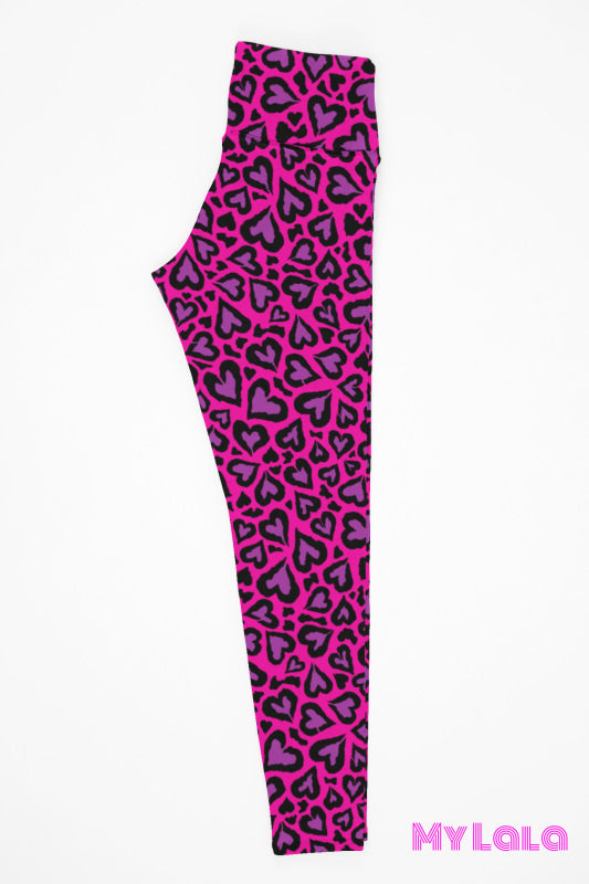 1 Yoga Band - Curvy Hot Pink Leopard Hearts (Premium)
