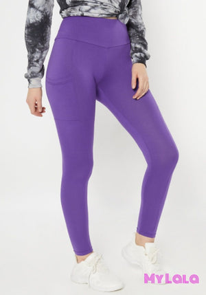 1 Yoga Band - Curvy Pocketed Legging (Purple)