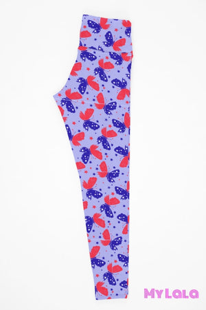 Yoga Band - Curvy Red & Blue Butterfly (Premium) - My Lala Leggings
