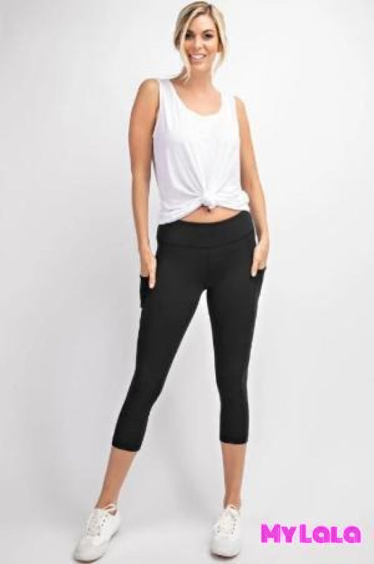 Yoga Band - EC2 Pocketed Softy CAPRI 24-32 (Black) - My Lala Leggings