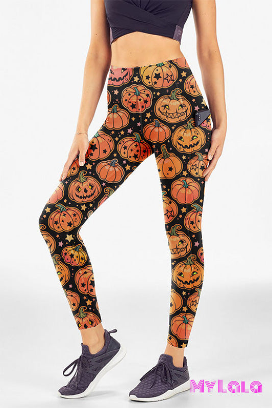 Yoga Band Pocketed Legging OS (Jack O Lantern)