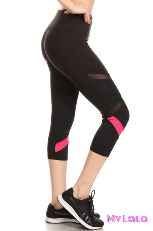 Black & Hot Pink Capri Active Wear - My Lala Leggings