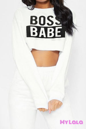1 Boss Babe Crop Sweater (White)
