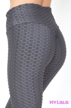 Curvy Honeycomb Textured Booty Lift (Charcoal) - My Lala Leggings