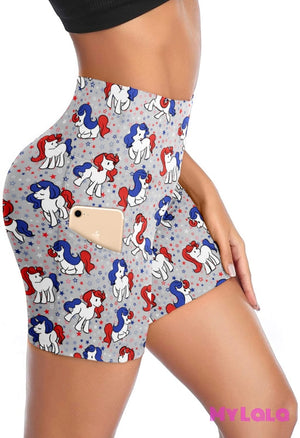 1 Curvy Pocketed Gym Shorts (American Unicorn)