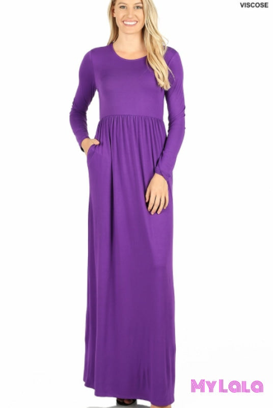 1 Vd 7012 Dress - Long Sleeve Maxi (Purple)