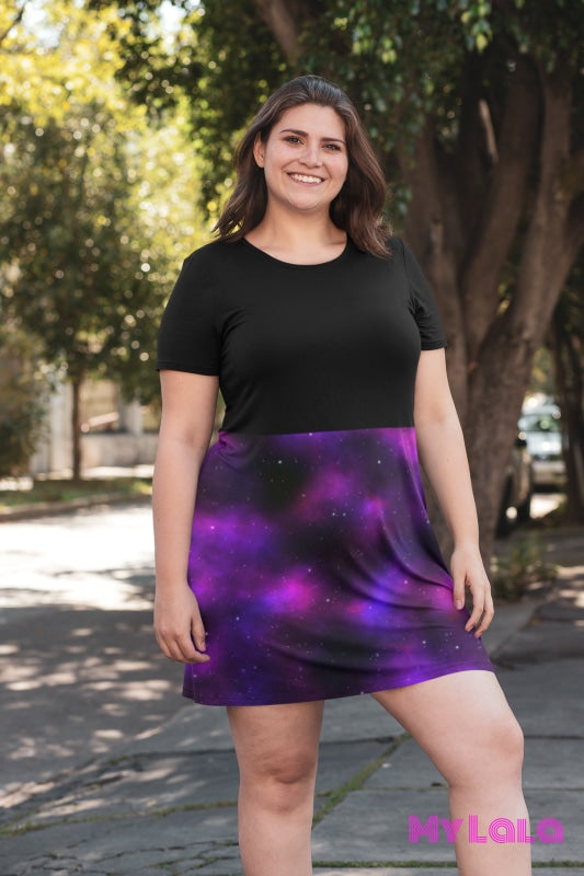 Emily Curvy Pocket Dress (Purple Galaxy) - My Lala Leggings