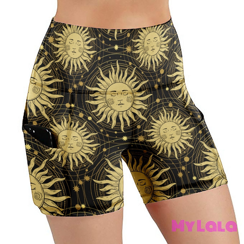 GOLDEN SUN (Curvy) Pocketed Shorts - My Lala Leggings