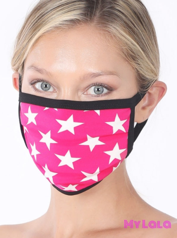 Hot Pink Mask with White Stars - My Lala Leggings