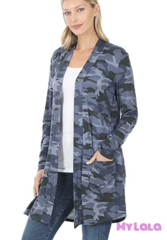 1 3206 Navy Camo Cardigan - My Lala Leggings