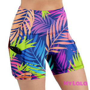 Neon Palms (Extra Curvy 24-32) Pocketed Shorts - My Lala Leggings