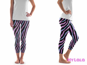 1 Pocketed Yoga Softy Capri Os (Colorful Zebra)
