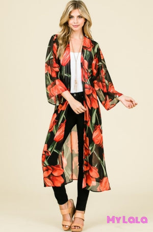 1 Hg2053X Red Floral Kimono
