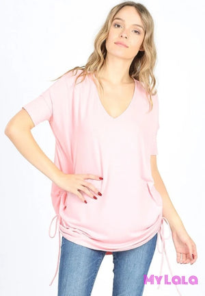 Rosemary Ruched V Neck (Dusty Pink) - My Lala Leggings