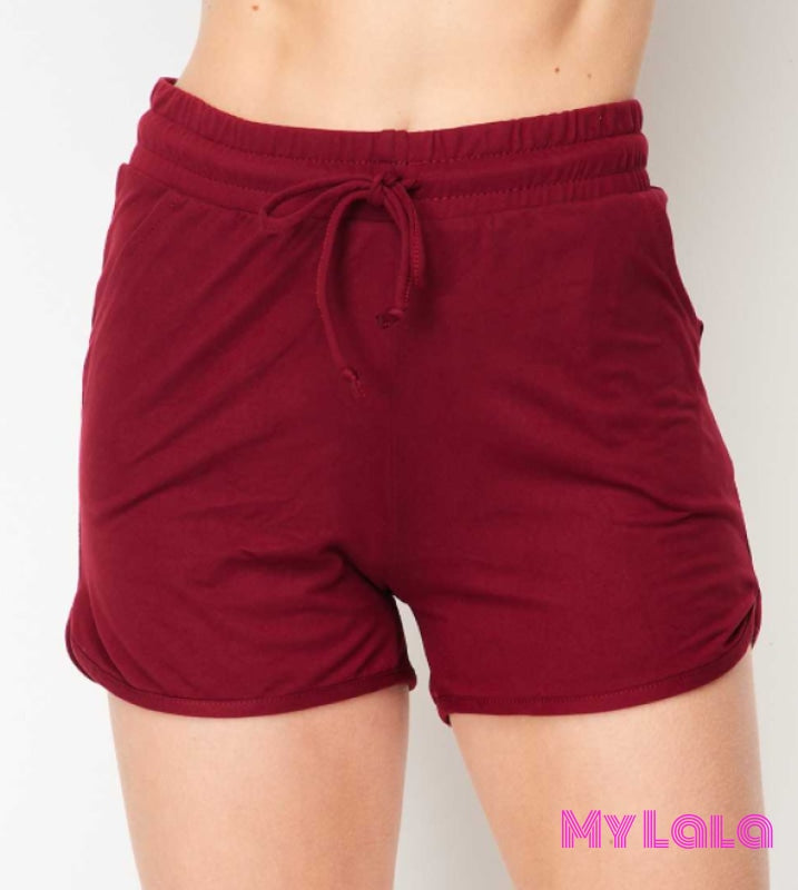 1 Ds05 Solid Dolphin Shorts (Burgundy)